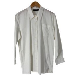 Womens Style & Co Size MP White Tunic Cotton Blouse ppoplin Boyfriend 5181